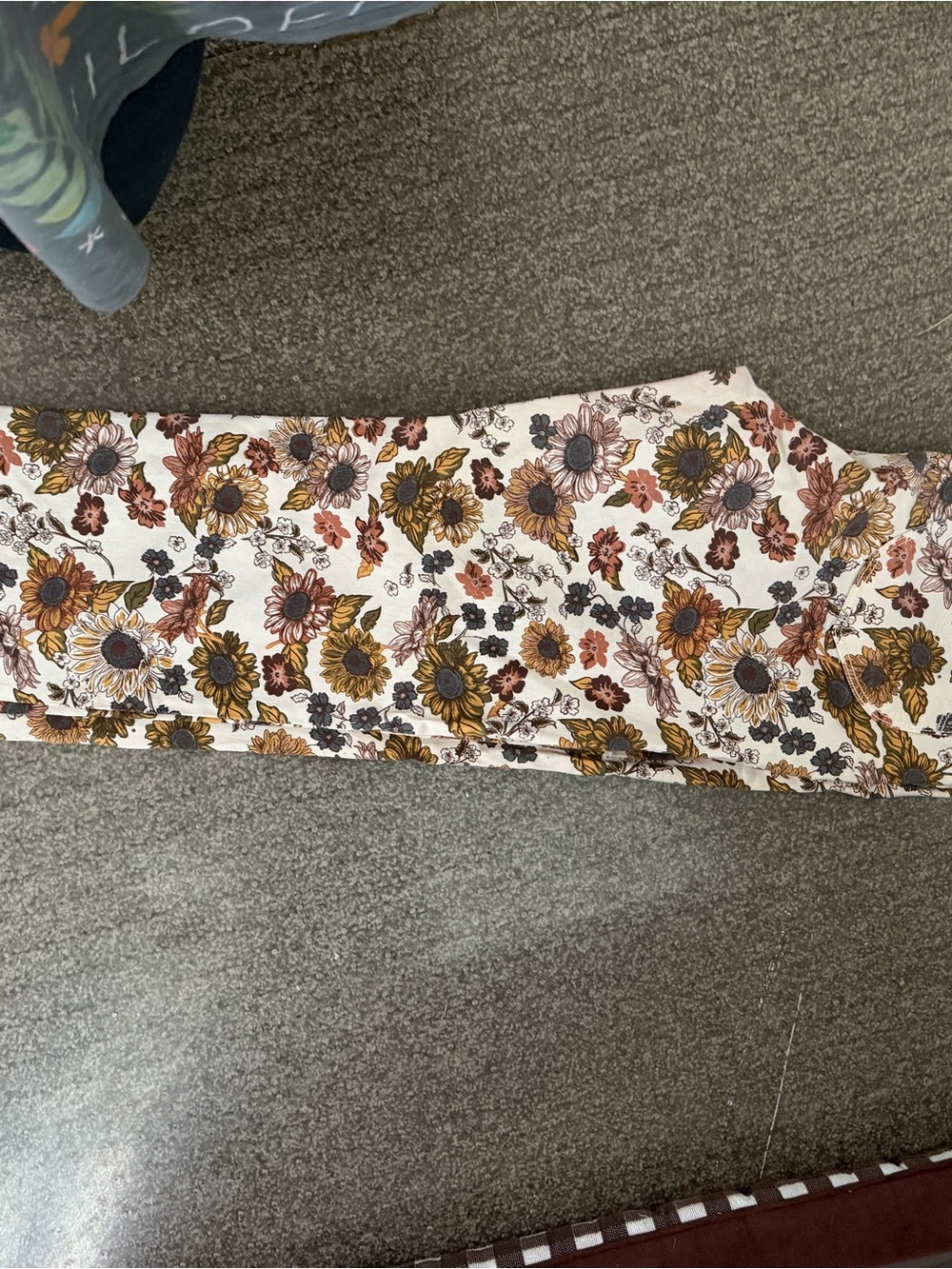 Women’s Boot Cut Jeans with Cream Floral Print